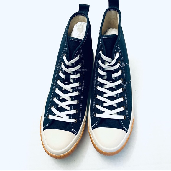 J.Crew Blue Canvas High Top Sneakers Shoes Size 10 New - Picture 6 of 7